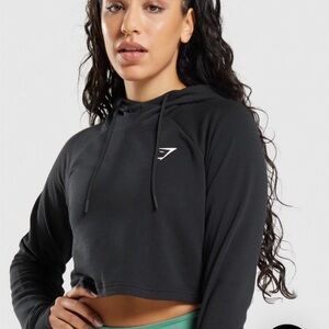 Gymshark Cropped Training Black Hoodie Size S Workout Hood Gym